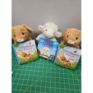 3 New 8" Plush Stuffed Animals 2 Rabbit Book Somebunny Loves You 1 Hello Lamb